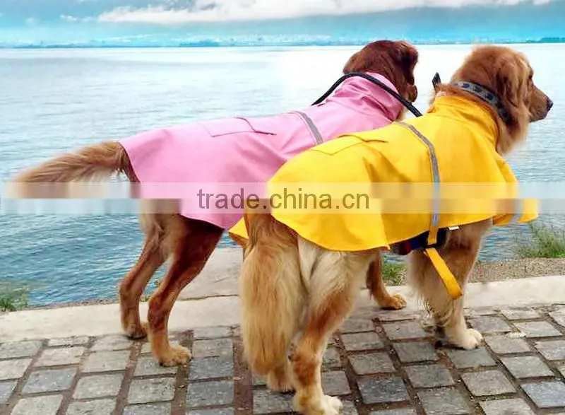 waterproof PU reflective tage large size pet raincoat dog