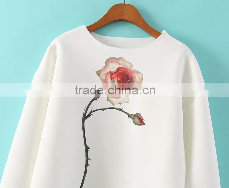 Europe fashion comfort colors ladies sweatshirt without hood from knitting factory