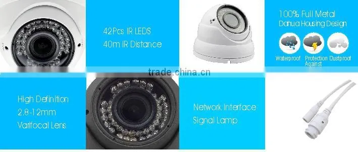 1/2.8" H.264 Dome Camera HD IP P2P Color Outside Adjust Varifocal IR CCTV Camera