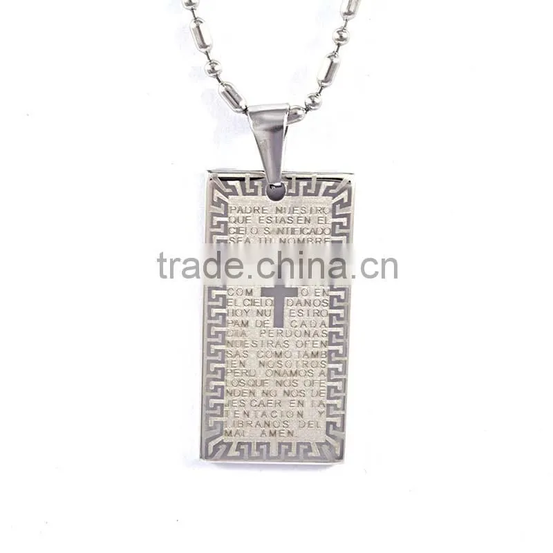 Engrave custom 316L Steel Crossing Men Fashion Pendant Style Tag Pendant