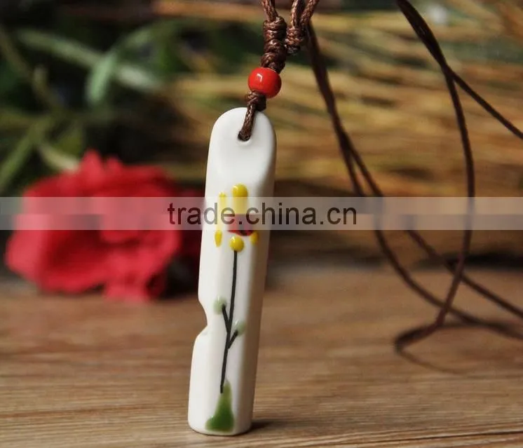 2015 New arrive Fashion Ceramic Handmade Necklace National Whistle Pendant Necklace