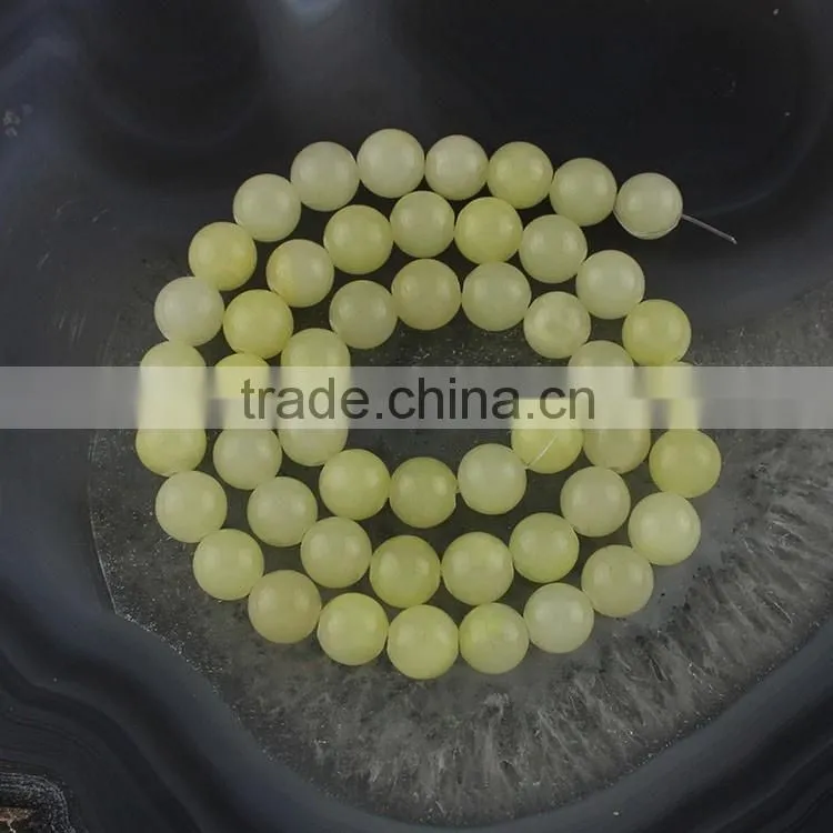 YJ1124 -8 High quality pale yellow dyed jade stone beads strand