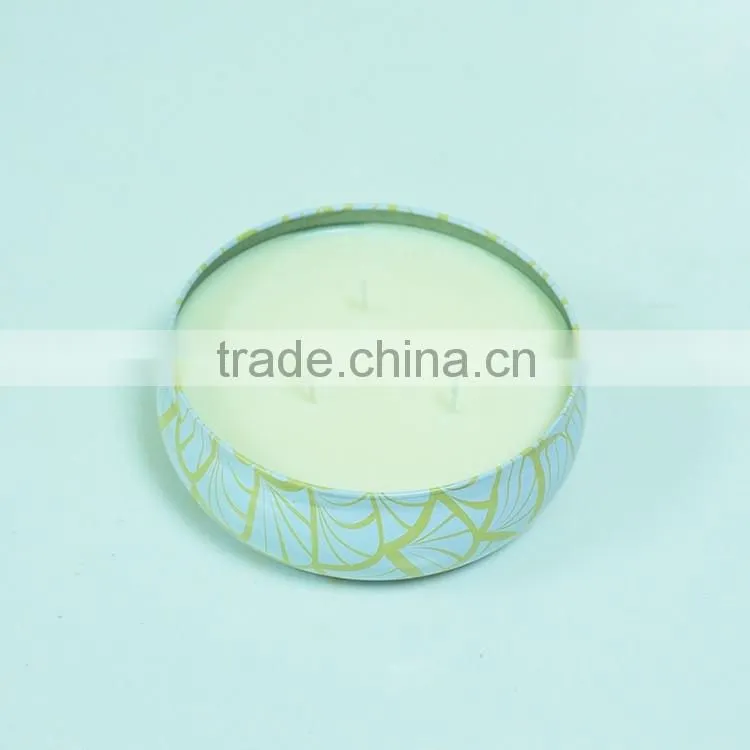 Fashion massage candle in tin box with metal lid