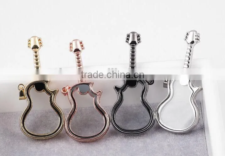 new products silver jewelry Guitar photo locket& floating locket&costume jewelry locket