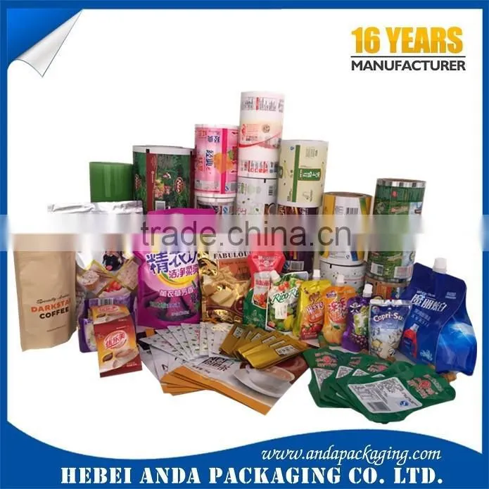 Snack sachet Plastic Food pouch film / Stand up zipper bag For snack food packaging