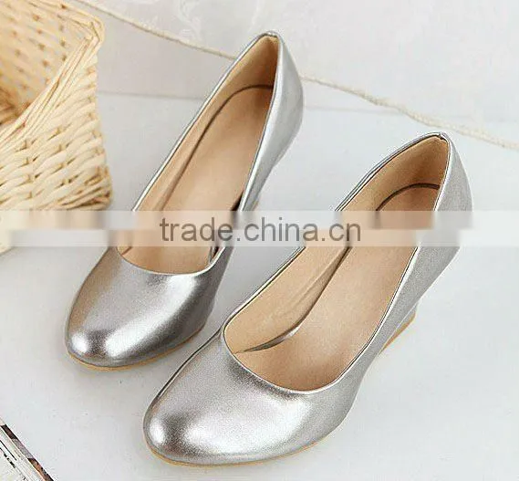 Fashion Gold PU Women Shoes Sexy Wedges Heels Dress Shoes Ladies