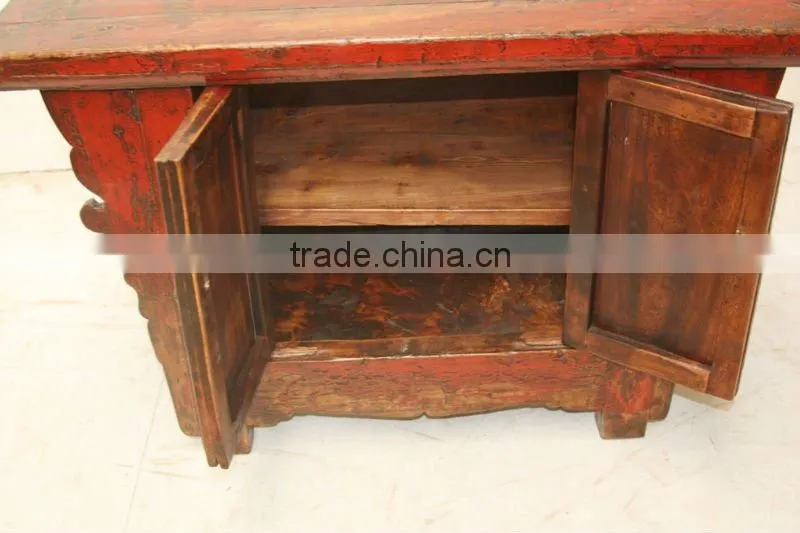 Chiese Antique Red Two Door Cabinet