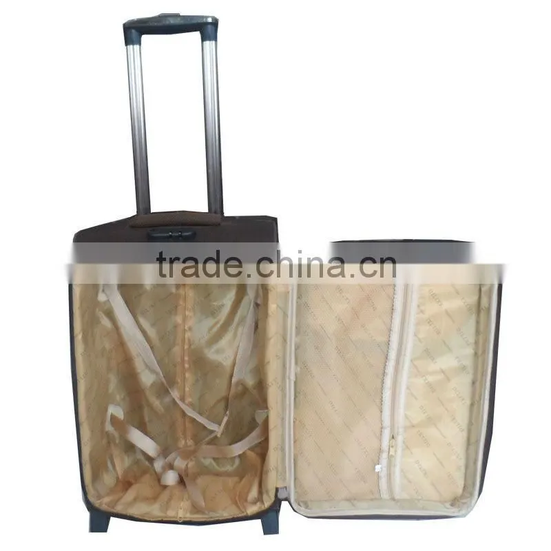 600D twill single ton 2 tone polyester aluminium trolley two wheels coffee trolley case