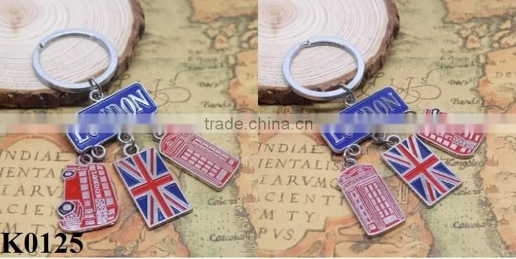 Best Selling Alloy Keychain Products Cute London England Flag & Phone Box Charms Metal Keychain K0126