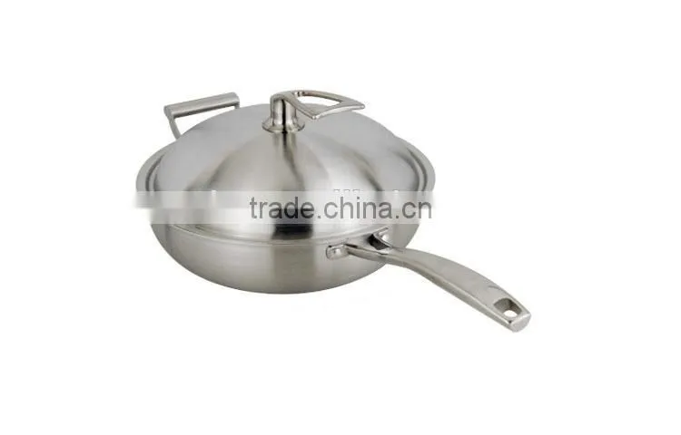 Top Quality Food Grade 304 Stainless Steel Cookng Frying Pan with Lids