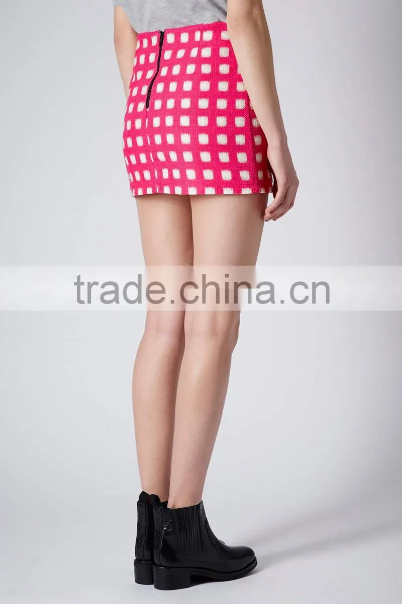 FUZZY GRID ZIP PELMET SKIRT