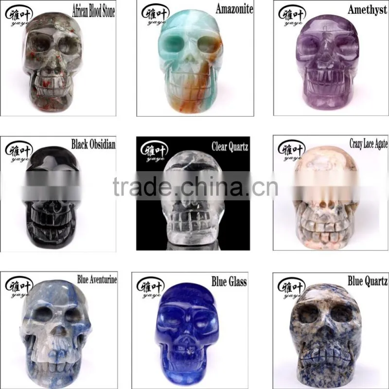 Wholesale 2inch Gold sand stone Handcrafts Skull Carving