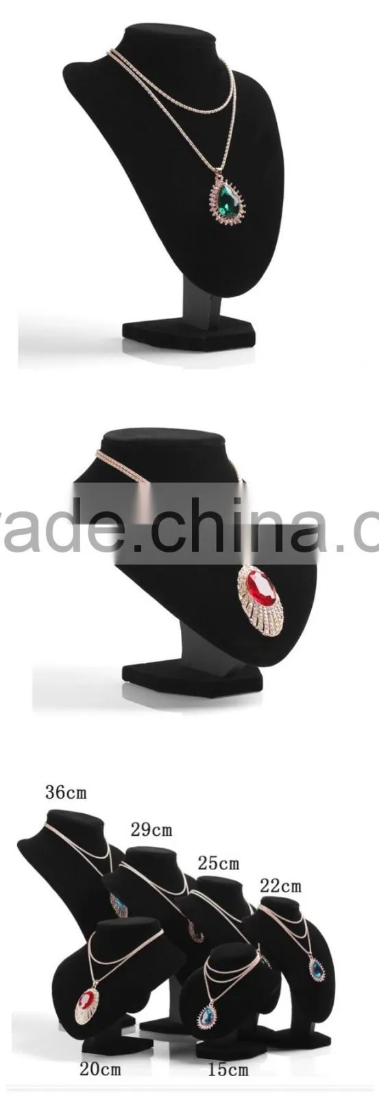 Fashion Black Velvet Jewelry Display Neck Stands