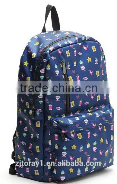 Cute Printed Foldable School Bag Polyester School Back Pack