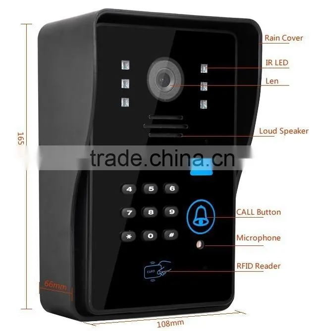 New 7" TFT Video Intercom Remote Unlock Night Vision CCTV Camera Rainproof Security Video Wireless Doorbell
