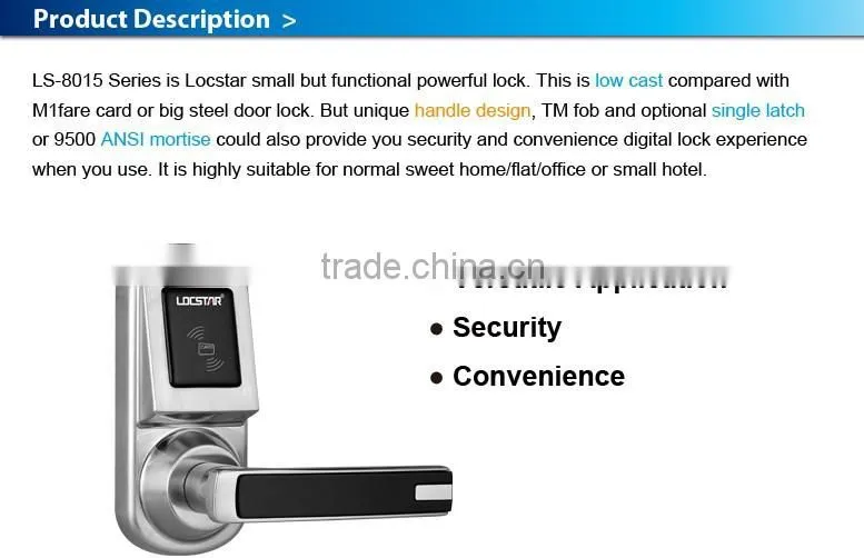 Hotel door with key card lock LSD8015