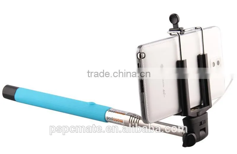 Extendable Handheld selfie stick with cable Wired Remote Shutter Selfie Stick Telescopic Holder Different color for choice