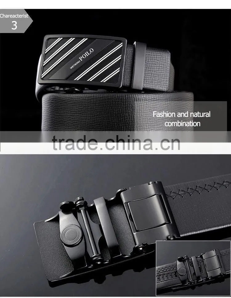 Latest men's fashion black embossed leather belt custom belt for wholesale