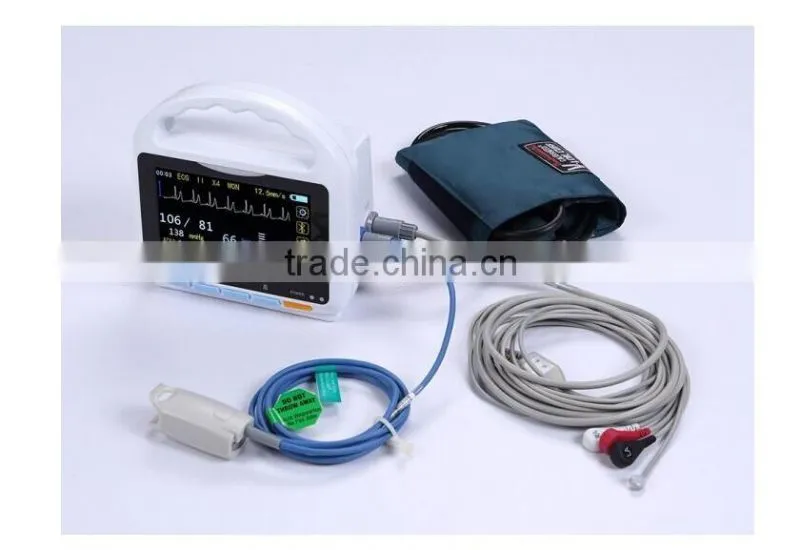 5 inch Touch Screen Multi parameter Patient Monitor with bluetooth function up to 15 hours running time