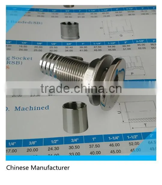 316 Cast Stainless Steel Straight Thru Hulls with Bard Ends