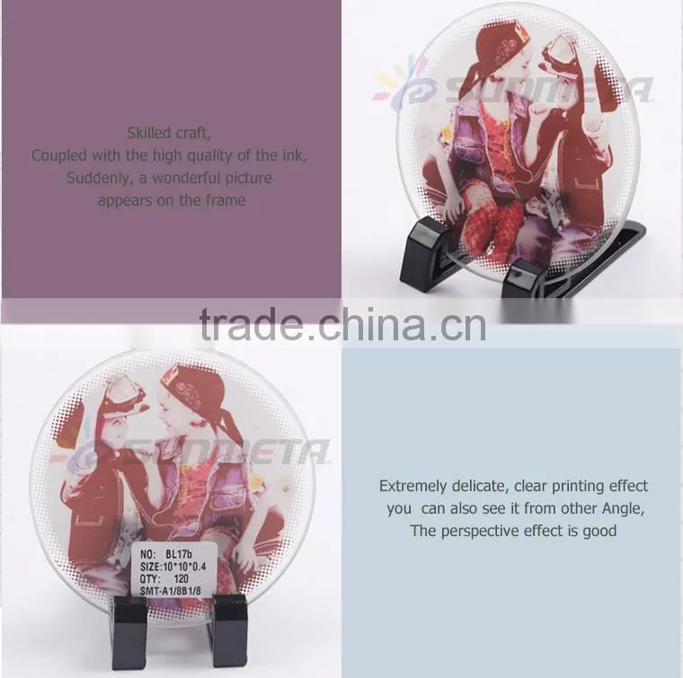 Sunmeta factory directly blank sublimation round glass coaster BL-17B