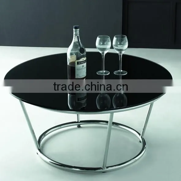 Glass square table in stainless steel frame CT-075