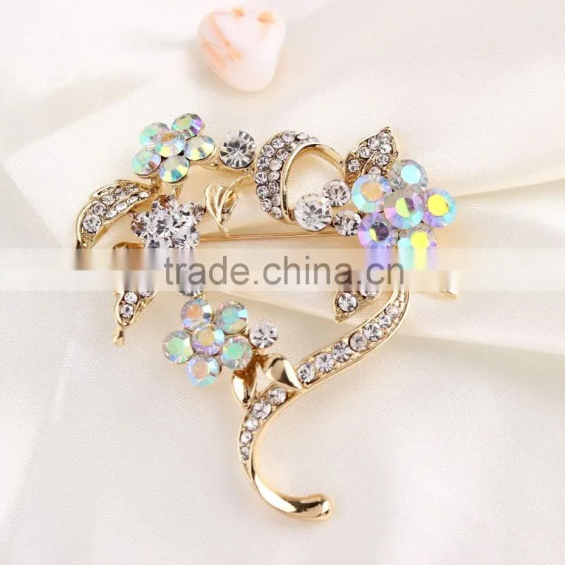 Hollow Flower Rhinestone Metal Brooch Pins,Magnetic Beaded Butterfly Metal Brooch