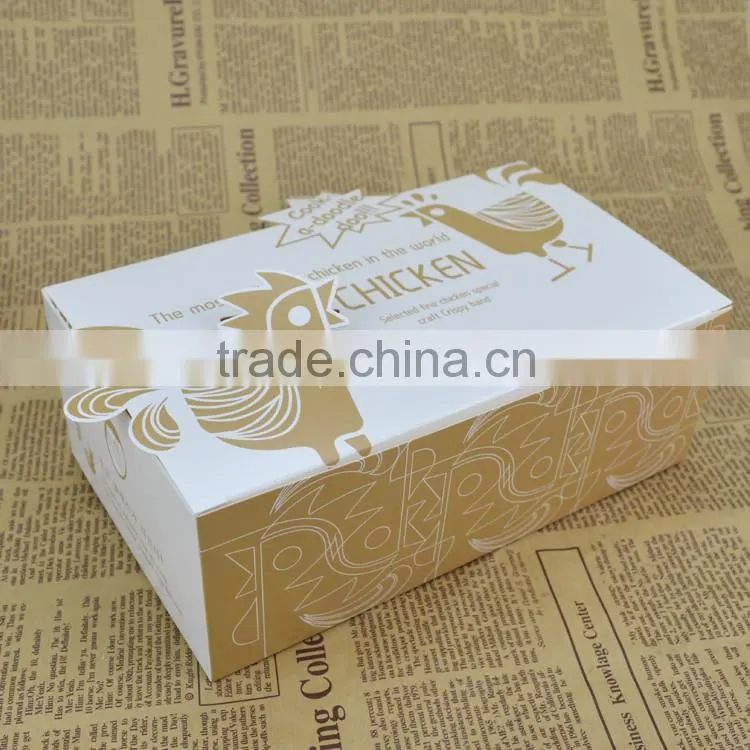 Wholesale white paper card fried chicken box,food packaging box