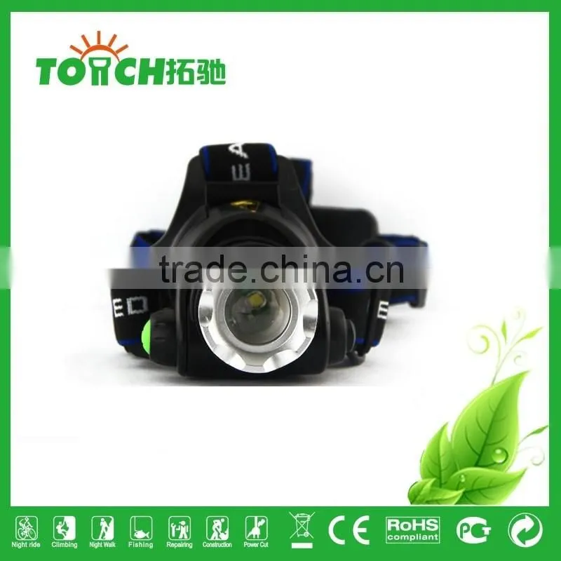 super Bright Headlight Rechargeable 2000 Lumens XM-L T6 LED Headlamp Zoomable Adjustable Focus Head Light Lamp