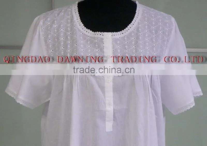 Excellet quality white cotton Ladies' Nightgown
