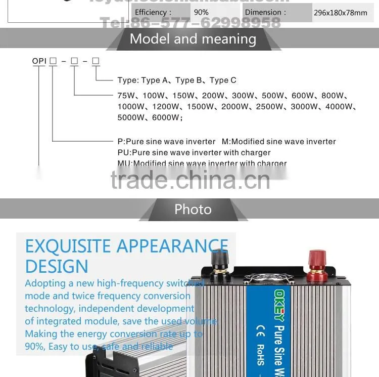 Pure sine wave power inverter 1200w CE RoHS approved dc 12v to ac 110v/220v with off grid solar power system