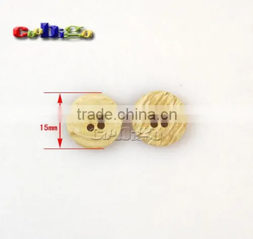 15mm(24L) Dia. Imitation Wood Grain Resin Buttons 2/4 Holes Sewing Craft Accessories For Bag Garment #FLN005-15