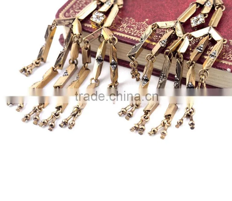 Statement wholesale Fashion alloy tassel drop earring vintage crystal pendant earring
