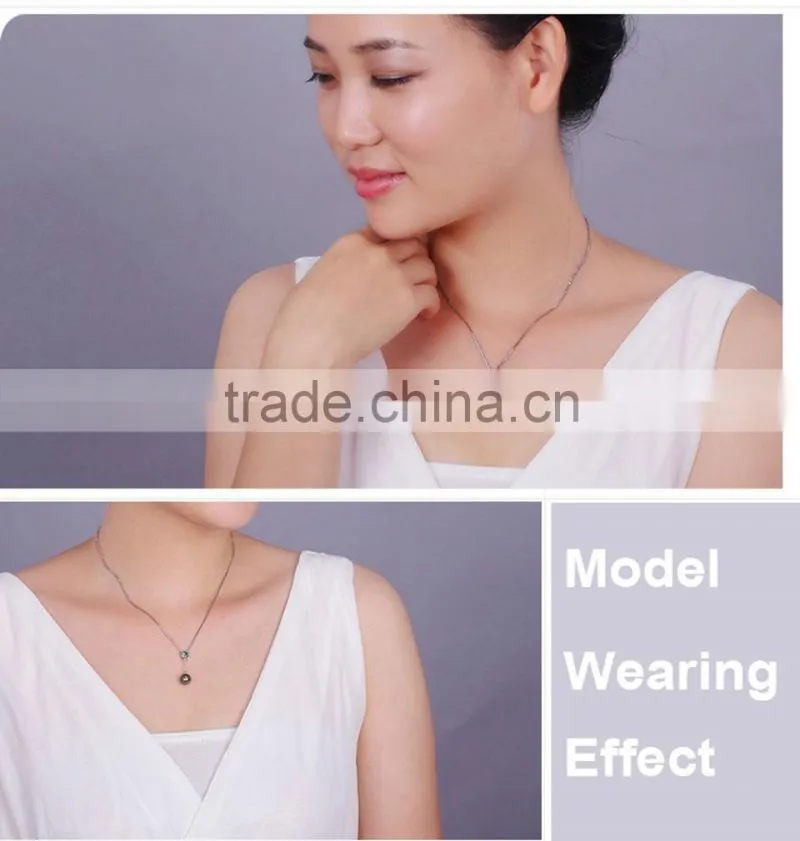 best gift 8--9mm natural tahitian black pearls necklace pendant