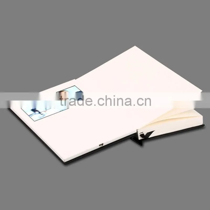 innovative 5"PU leather lcd video brochure,video notebook,video book with custom logo