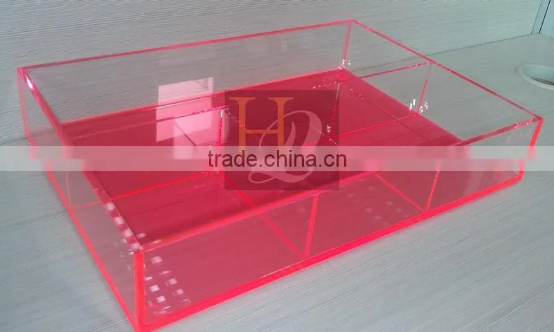 Acrylic tray with insert, Red color acrylic compartment jewelry tray