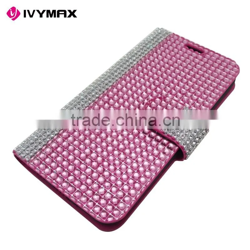 IVYMAX Premium Luxury Lady Style Bling Diamond Magnetic Crystal Leather Book Cover for samsung galaxy s7 wallet case
