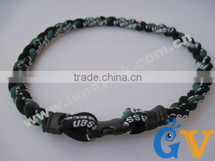 Cheap Tri Braided Weave Titanium Sports men silicone rubber necklace
