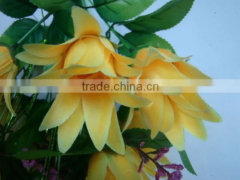 12 heads artificial flowers arrangements in vase