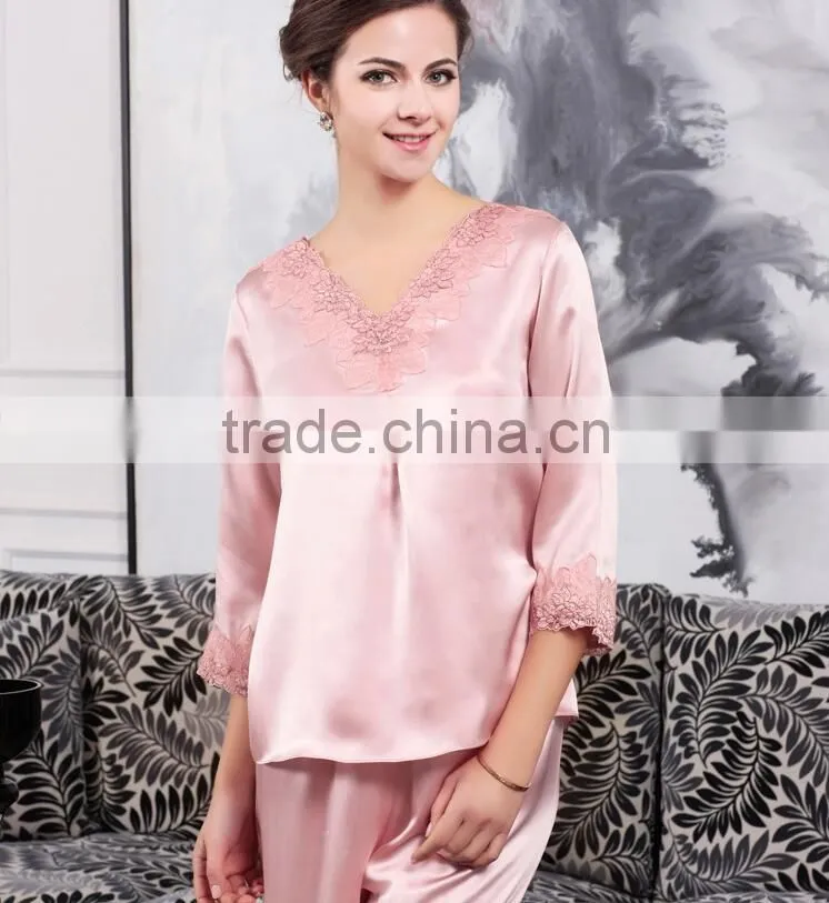 100% silk pajama , neck with less