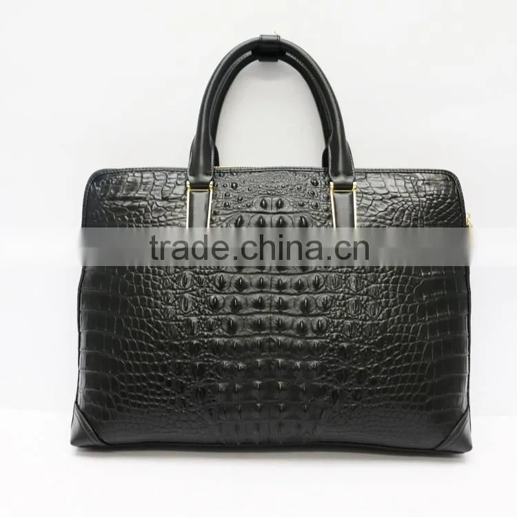 New men's briefcase crocodile grain bag black PU leather briefcase