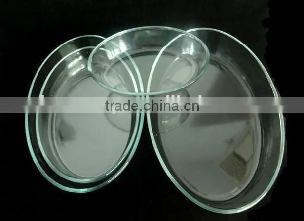 High borosil clear glass oval baking dish/round pyrex glass baking dish