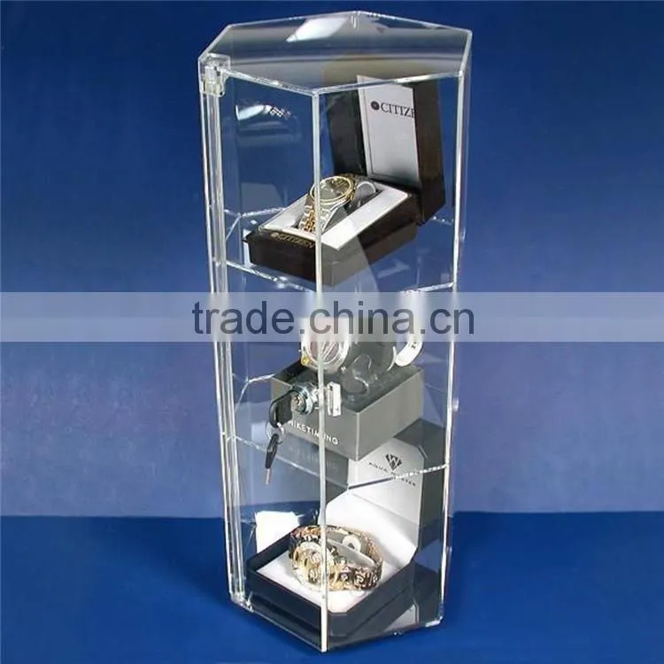 Pocket watch display case, watch window display, acrylic rotating watch display case