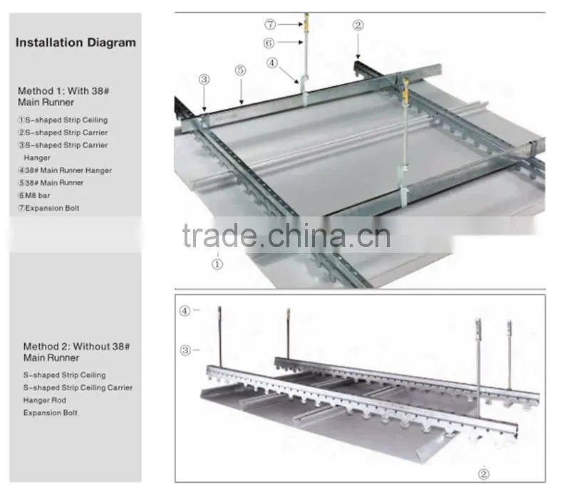 Wooden Grain Windproof S - shaped Interior Aluminum Ceiling Integrated Linear Ceiling