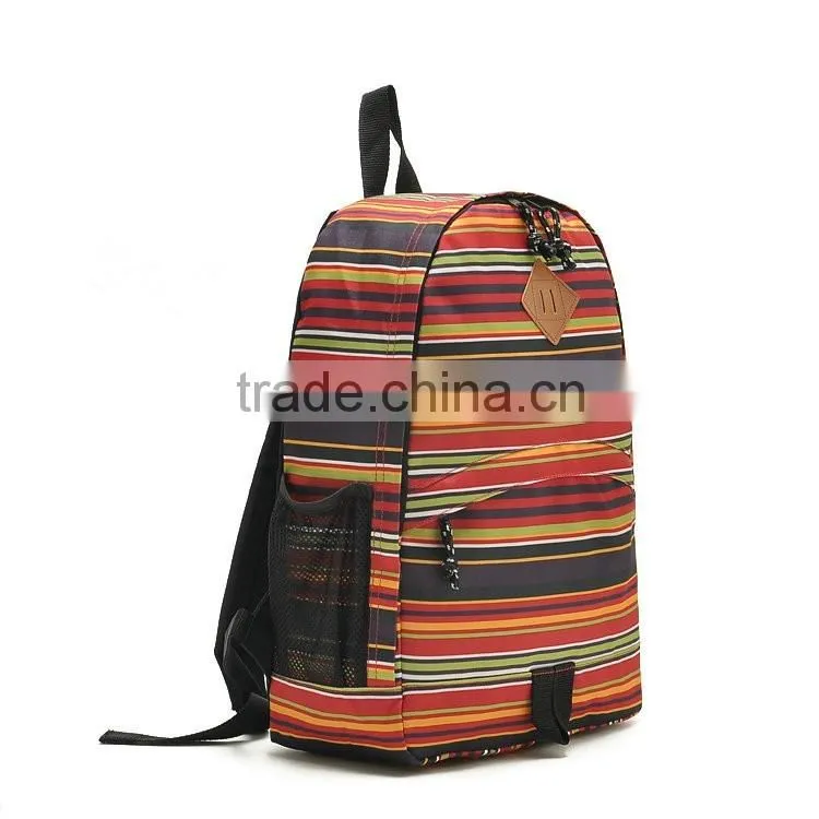 canvas backpack 2016 new fashion backpack stripe sport backpack