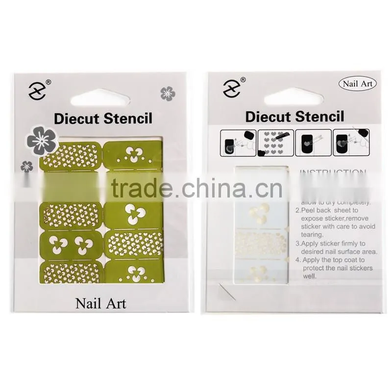 2016 New Trendy Nail Polish Hollow Nail Art Design Stencil for DIY Nail Sticker