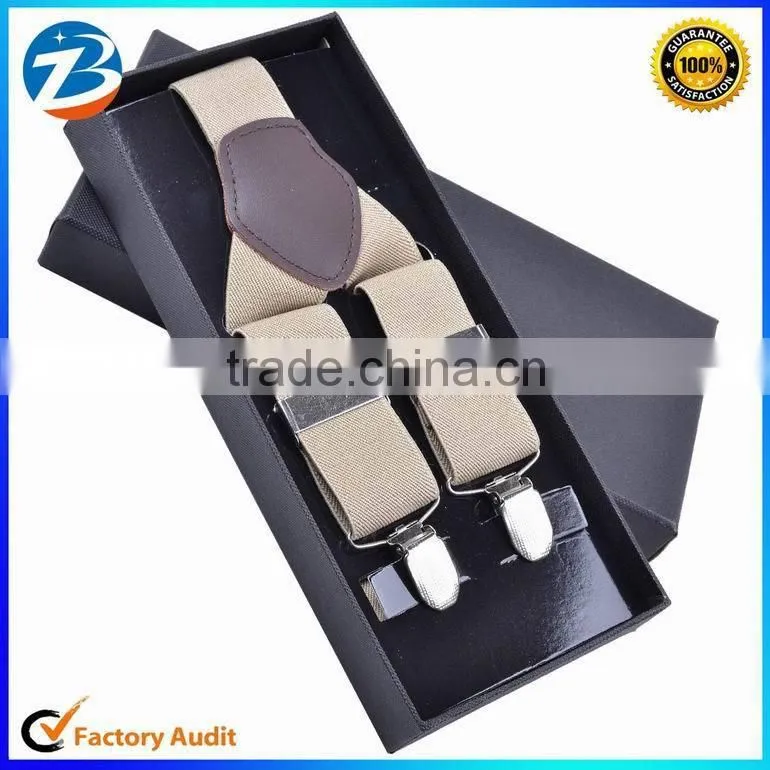 High Quality Real Leather Men Stretchable Suspender Promotional Gift Can Print Your Own Logo