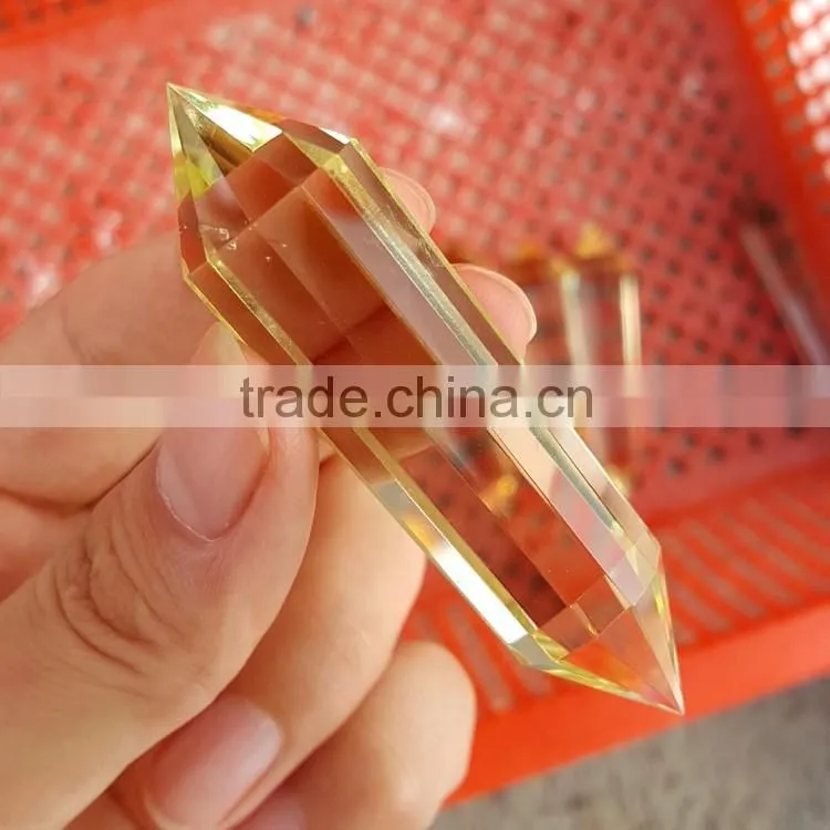Natural Rock Faceted Crystal Prism Double Terminated Citrine Crystal Crafts