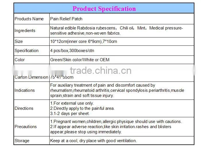 traditional Chinese herbal magnetic patch for pain relief, pain relief patch