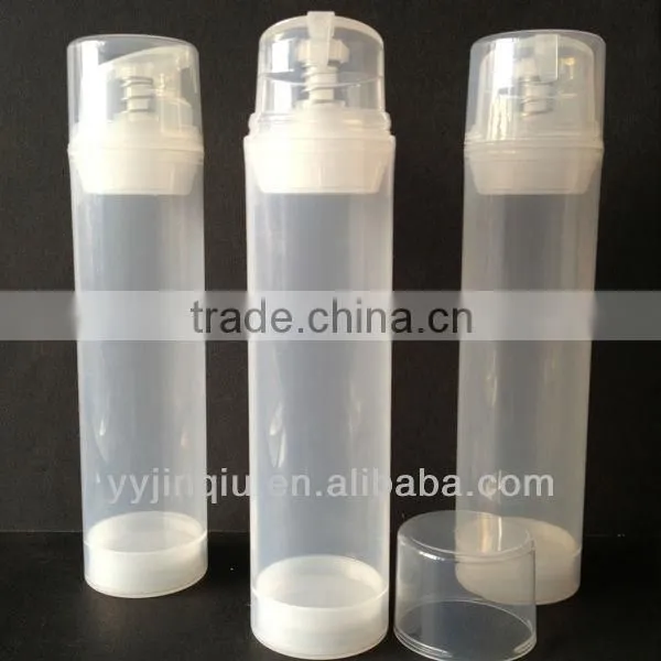 HOT SALE 150ml transparent cylinder airless bottle with good quality only 0.525usd per set